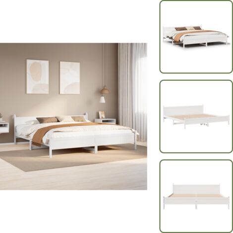 Massivholzbett ohne Matratze Weiß 180x200 cm Kiefernholz - Bettgestell ...