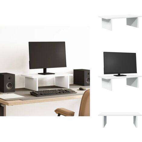 UTHCLO Monitorständer Aus Holz - Weißer Schreibtisch Organizer 50x20x8cm