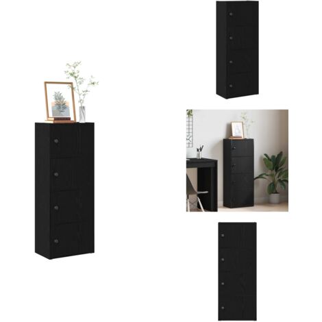 2-tlg. Werkzeugschrank Büroschrank Stapelbar - 30x30x80cm Schwarz Eichen-Optik Für Büro & Flur