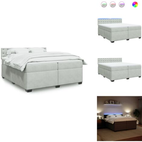 VidaXL Boxspringbett 180x200cm Blau - Mit Matratze, Auflage & Höhenverstellbarem Kopfteil