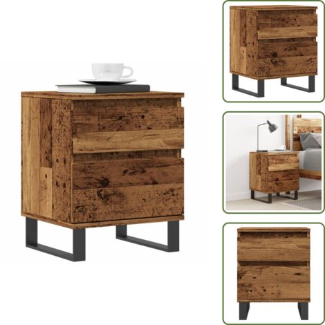 Nachttisch Altholz-Optik 50x30x51.5cm - Mit 2 Türen Und Stauraum