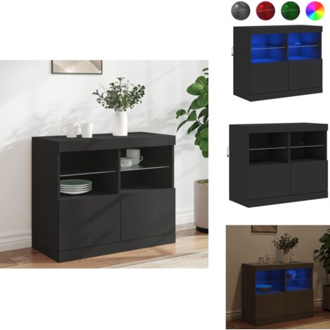 Produktbild von VidaXL Sideboard Mit LED-Leuchten Schwarz 80x35x75 Cm 804329 Günstig Versandkostenfrei Online Kaufen: Große Auswahl Günstige Preise