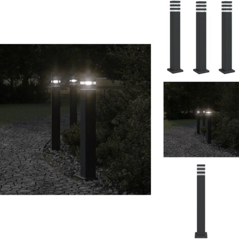 VidaXL Garten-Stehleuchten 3er-Set – IP44 Außenleuchten Mit Steckdose | Schwarz | Mit Diffusor Für Weiches Licht | 110 Cm Höhe