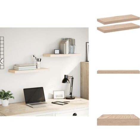 Schweberegale Aus Holz 2er-Set – 42 X 15 Cm, Mit 4 Haken, Rustikale Wandregale Für Wohnzimmer, Flur, Schlafzimmer