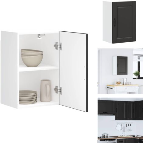 VidaXL Küchen Hängeschrank Porto Schwarz 40x60cm - Oberschrank Mit Glastür