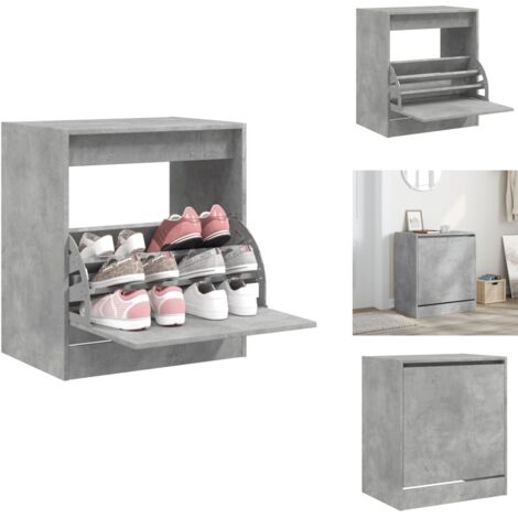 Schuhschrank Betongrau 60x42x69 cm Holzwerkstoff - Schuhschrank - Schuhregal - Holzwerkstoffmöbel - Garderobe - Einbauschrank (1/5)