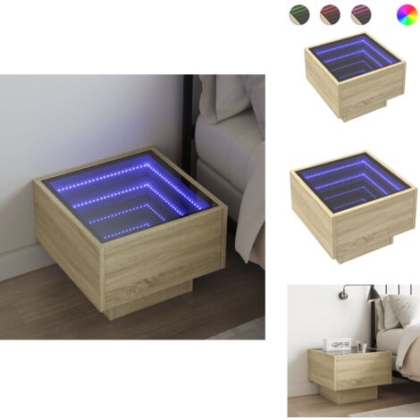 Nachttisch mit Infinity-LED Sonoma-Eiche 40x40x30 cm - Nachttisch - Nachttische - Beistelltisch - Nachtkästchen (1/5)