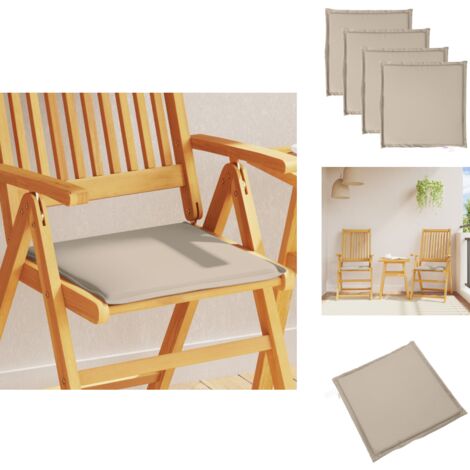 Sitzkissen 38x38cm Mit Bändern - Beige Outdoor Kissen Für Garten & Camping