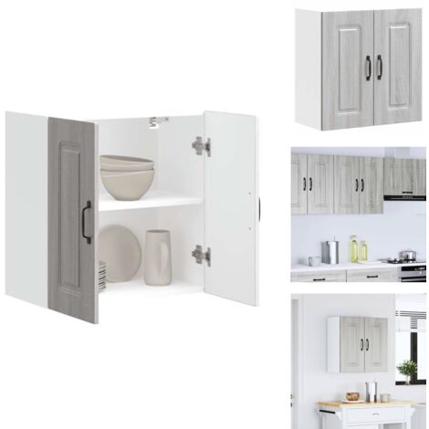 Küchen Hängeschrank Grau Sonoma - 60x31x40cm Mit Stauraum Für Küchenutensilien