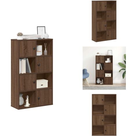 Bücherregal Braun Eichenoptik - 40x24x77 Cm Mit Tür & Flexibler Montage