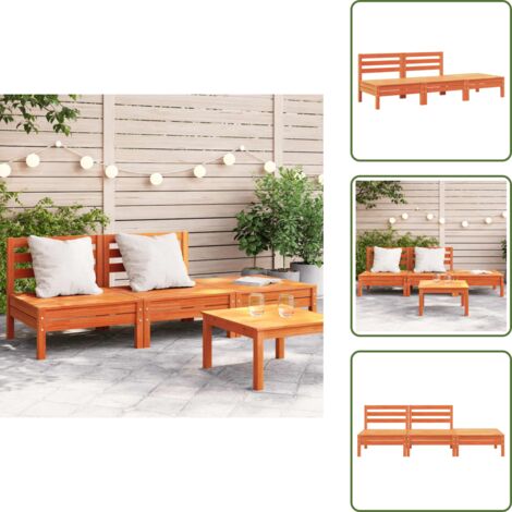 Gartensofa 3-Sitzer Wachsbraun Massivholz Kiefer - Gartensofa - Holzsessel - Gartenmöbeln - Esszimmergarnitur - Lounge Möbel (1/5)