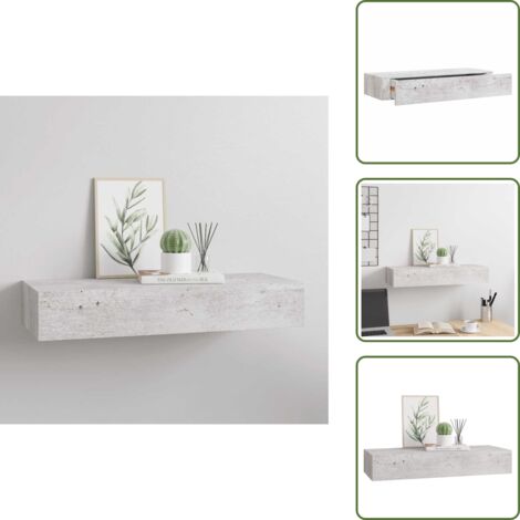 GuyAna Wand-Schubladenregal Weiß - Schweberegal 60x23,5x10cm Mit Schublade Aus MDF