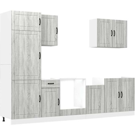 VidaXL 8-teilige Küchenzeile Grau - Küchenschrank-Set In Sonoma Optik