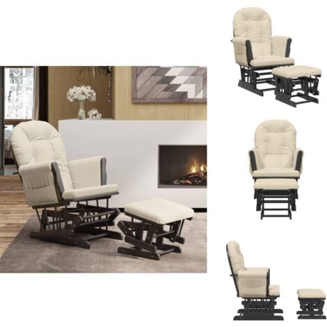 Emmtore Schaukelsessel Mit Hocker - Gleitfunktion In Cremeweiß | Relaxsessel Für Wohnzimmer