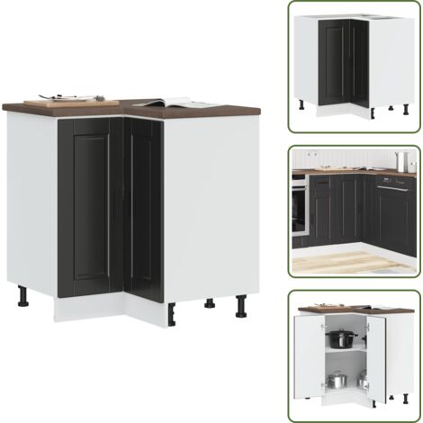Küchen-Eckunterschrank Porto Schwarz Holzwerkstoff - Kücheneckunterschrank - Kücheneckunterschränke - Eckunterschrank - Küchen-Eckunterschrank