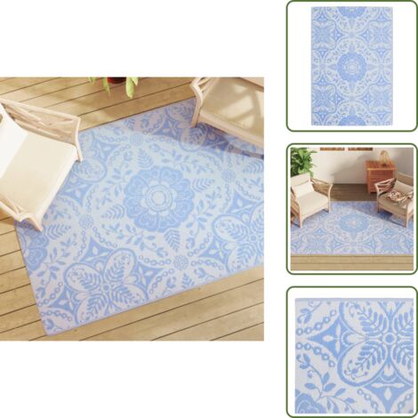 Outdoor-Teppich ARAKIL Babyblau 140x200 cm PP - Gartenteppich - Außenbereich - Terrassenmöbel - Balkondekoration - Patio