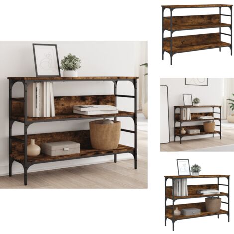 Konsolentisch Mit Ablagen - 100cm Flurtisch In Räuchereiche Moderner Eingangstisch