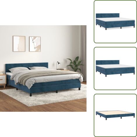 Boxspringbett mit Matratze mit Kopfteil Blau 180 x 200 cm Samt main image 1