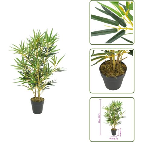 Bambusbaum Künstlich 368 Blätter 80 cm Grün - Bambusbaum - Kunstrasen - Pflanzen Deko - Indoor Pflanzen - Zimmerpflanzen (1/5)