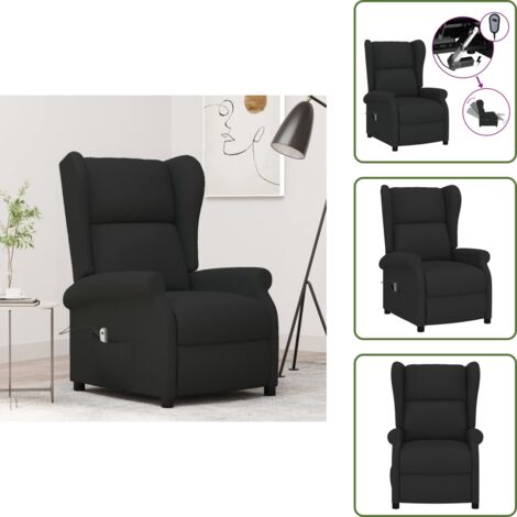 Ohrensessel mit Liegefunktion Elektrisch Schwarz Stoff - Fernsehsessel - Elektrischer Recliner - Relaxsessel - Bequeme Lounge Chair - Ohrensessel