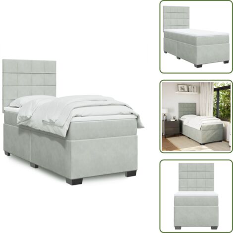 Boxspringbett mit Matratze Hellgrau 90x200 cm Samt - Boxspringbett ...
