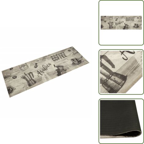 Küchenteppich Waschbar Kaffee Grau 60x180 cm Samt - Küchenläufer - Samt - Kaffeefarbe - Grau - Badezimmerteppich