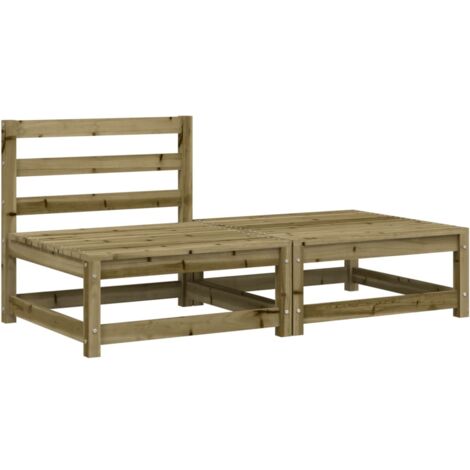 VidaXL Garten-Sofa-Set Aus Kiefernholz – Modular Mit Hocker, Kesseldruckimprägniert, 140x70 Cm