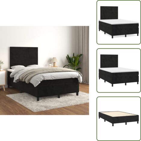 Boxspringbett mit Matratze Schwarz 120x200 cm Samt