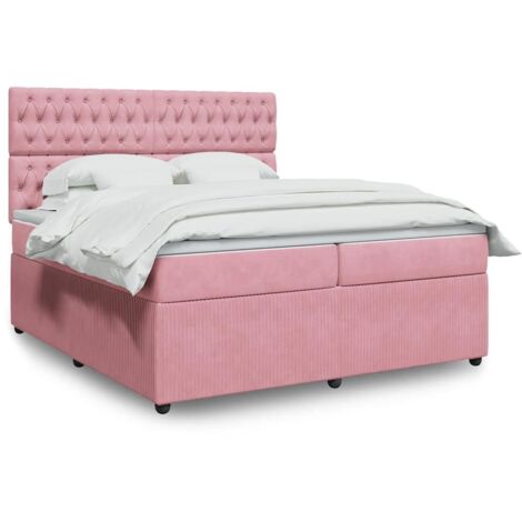 Boxspringbett mit Matratze Rosa 200x200 cm Samt