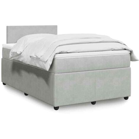 Boxspringbett mit Matratze Hellgrau 120x190 cm Samt