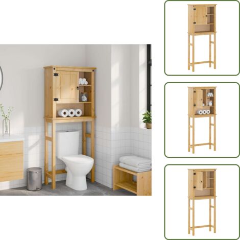 Waschmaschinenschrank Corona Massivholz Kiefer - Waschtischunterschrank - Stauraumspeicher - Badezimmerschränke - Küchenregale - Regal