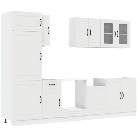 Refined 8-TLG. Küchenzeile Lyon Weiß - Moderne Holzwerkstoff Küchenschränke Mit Viel Stauraum