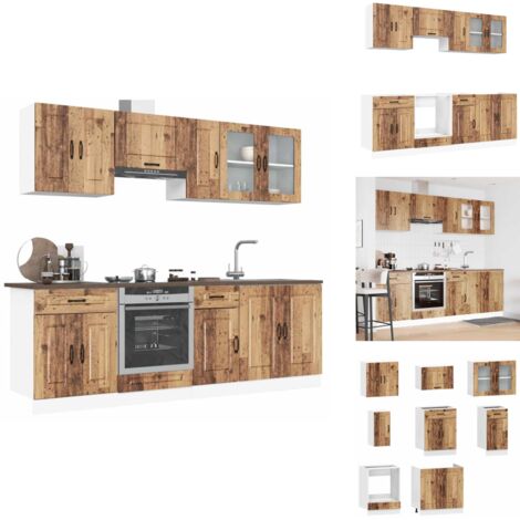 Emmtore 8-teilige Küchenzeile Betongrau - Unterschränke & Hängeschränke Holzwerkstoff