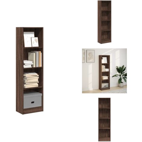 INLIFE Bücherregal Braun Eichenoptik - 40x24x77 Cm Mit Tür Für Bücher & Deko