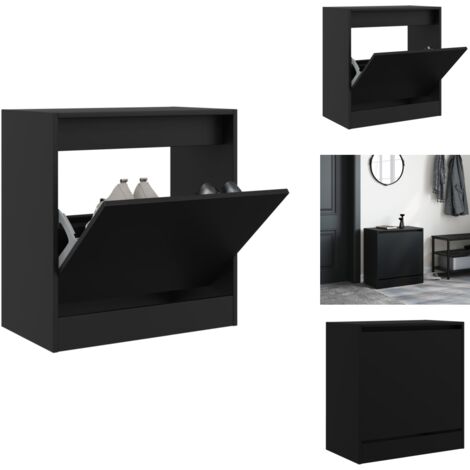 Schuhschrank Schwarz 60x34x63,5 cm Holzwerkstoff - Schuhschrank - Schrank Für Schuhe - Schuhregal - Garderobe - Einbauschrank (1/5)