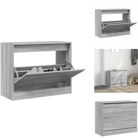Schuhschrank Grau Sonoma 80x34x63 cm Holzwerkstoff - Schuhschrank - Schrank Für Schuhe - Schuhregal - Garderobe - Einbauschrank (1/5)