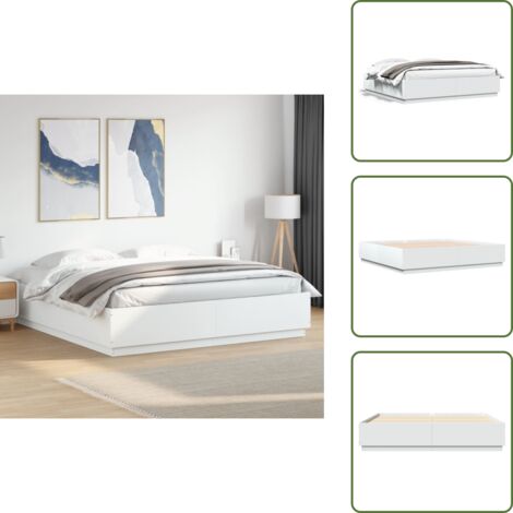 Bettgestell Weiß 180x200 cm Holzwerkstoff - Betten Gestell - Doppelbett ...