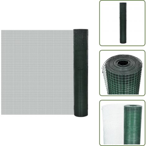 KUNSTSTOFFNETZ LOSE MESH GRÜN PVC VERZINKT 50X50 FÜR ZAUN 25 Mt