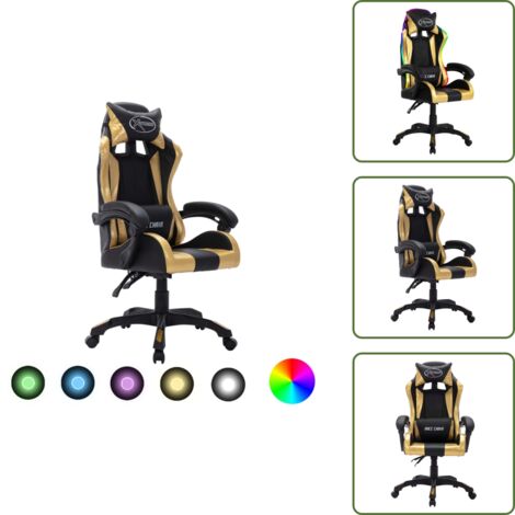Racing Gaming Stuhl Mit Arm, Kunstleder Gamer Recliner Home Office Schwarz