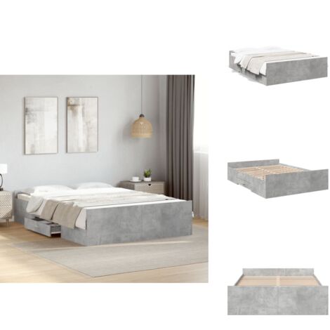Bettgestell Mit Schubladen Betongrau 120x200 Cm Holzwerkstoff bettgestell-mit-schubladen-betongrau-120x200-cm-holzwerkstoff