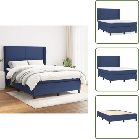 Boxspringbett mit Matratze Blau 140x200 cm Stoff