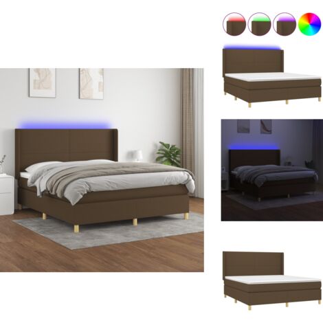 Boxspringbett mit Matratze & LED Dunkelbraun 180x200 cm Stoff ...
