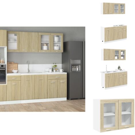 VidaXL 7-TLG. Küchenschrank-Set Porto Weiß Holzwerkstoff, Küchenzeile, Küchenschrank, Schrank, Hängeschrank, Spülenunterschrank, Küchenmöbel