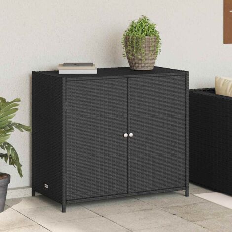 Gartenschrank Schwarz 83x45x76 cm Poly Rattan - Outdoor-Schrank ...