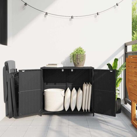 Gartenschrank Schwarz 83x45x76 cm Poly Rattan - Outdoor-Schrank ...