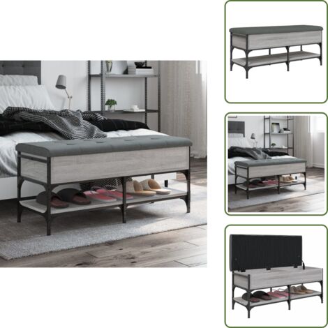 Schuhbank Grau Sonoma 102x42x45 cm Holzwerkstoff - Schuhbank - Garderobe - Eingangsbereich Möbel - Flurbank - Aufbewahrungsbox (1/5)