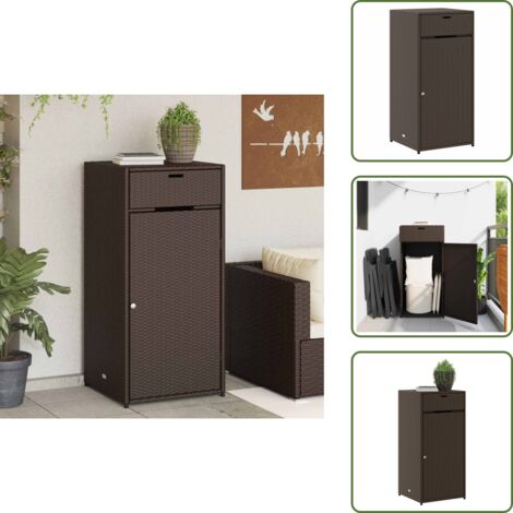 Gartenschrank Braun 55x55x111 cm Poly Rattan - Outdoor-Schrank ...