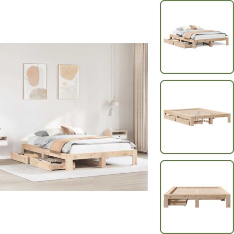 VidaXL Bettgestell Massivholzbett Mit Kopfteil 180x200 Cm Bett Bettgestell