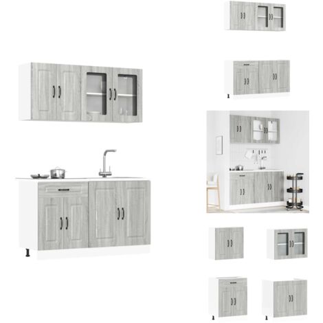 Emmtore 8-teilige Küchenzeile In Schwarz - Modernes Küchenschrank-Set Aus Holzwerkstoff