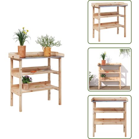 Pflanztisch mit Ablagen 78x38x82,5 cm Massivholz Tanne - Holzregal - Holzkiste - Blumenschrank - Pflanzenständer - Balkonmöbel (1/5)